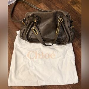 Chloe “Paraty” Dark Brown Leather Shoulder Bag with Gold Hardware